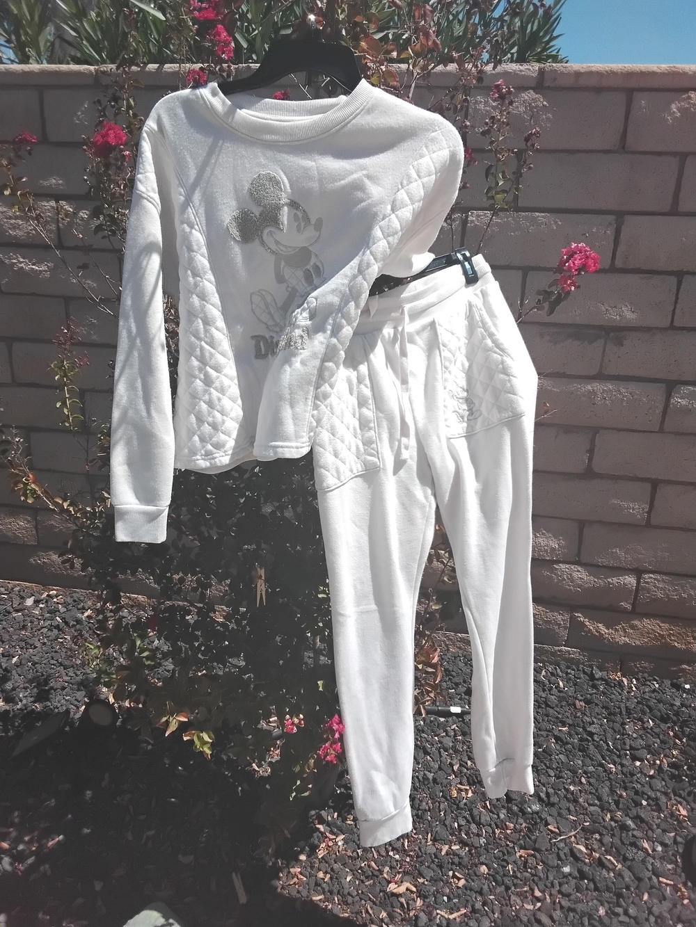 Disney White Quilted Mickey Jogger Set